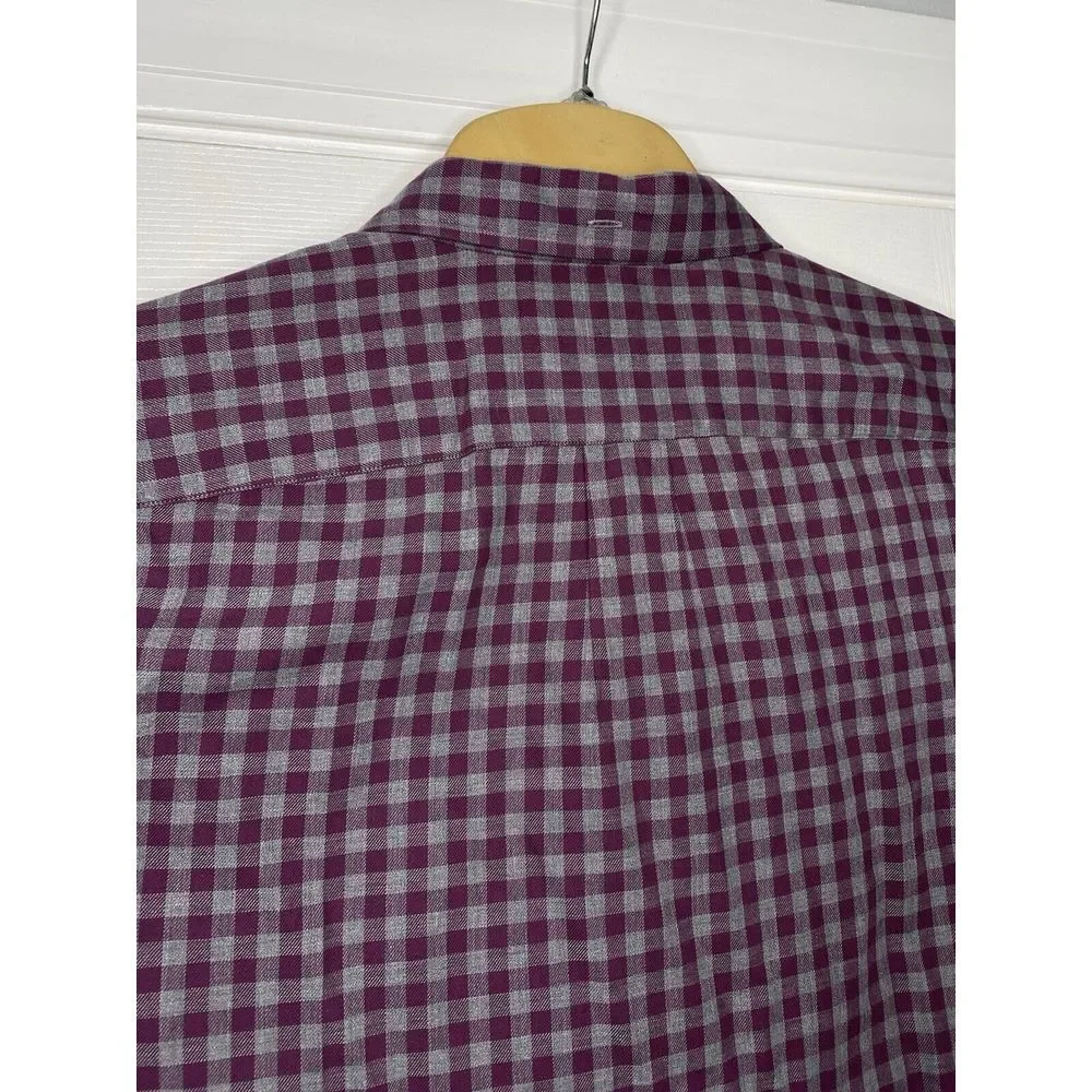 J‎ Crew Mens Work Shirt Long Sleeve Button Front Purple Grey Plaid XL